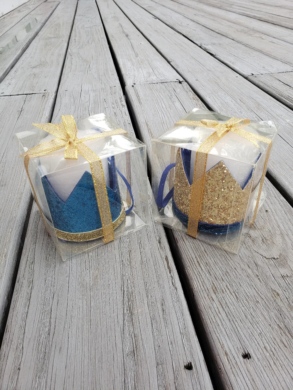 Baby's First Blue Glittery Crown Birthday Hats